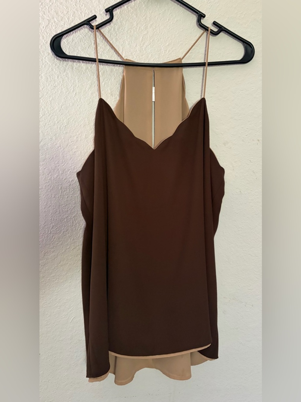 New Worn Once! Reversible Brown Layered Spaghetti Strap Women's Top